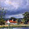 Study for Red Roofs, Kilconquhar Loch, Pastel